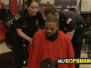 Barbershop gets steamed up once mummy cops make suspect ravage them